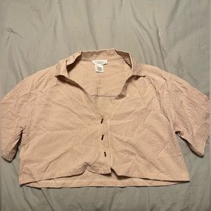 Marshalls, Size S, Tan cropped top with collar and gold buttons, Worn once
